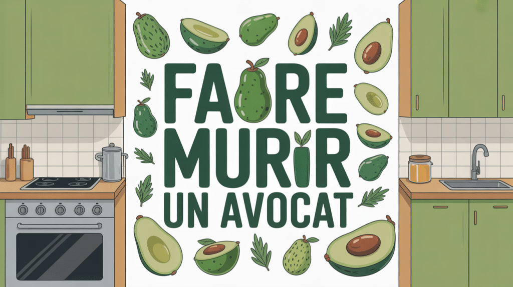 illustration stylisée d'avocats à différents stades de maturité