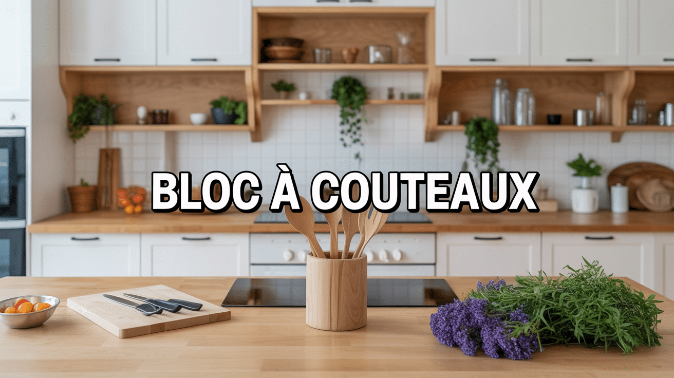 Bloc à couteaux dans cuisine minimaliste
