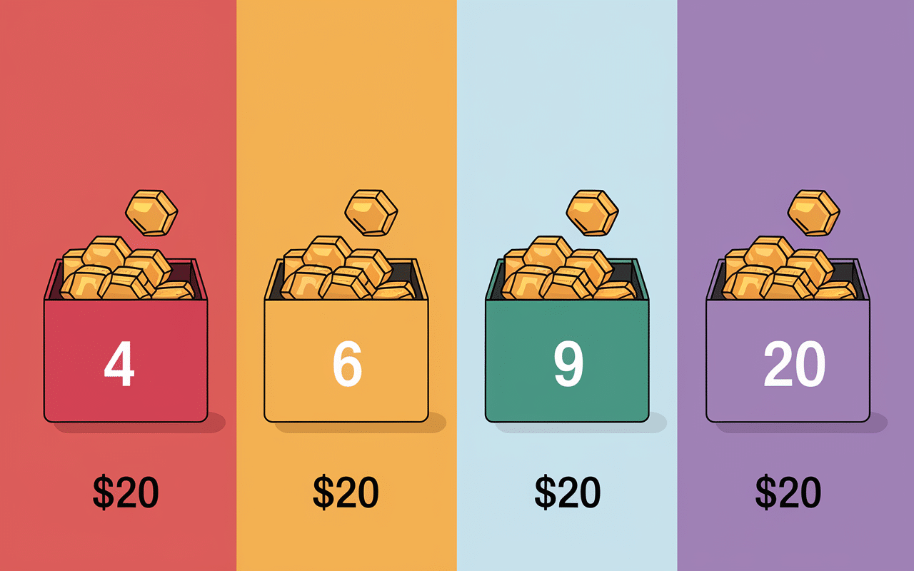 Comparatif tailles boîtes nuggets McDo