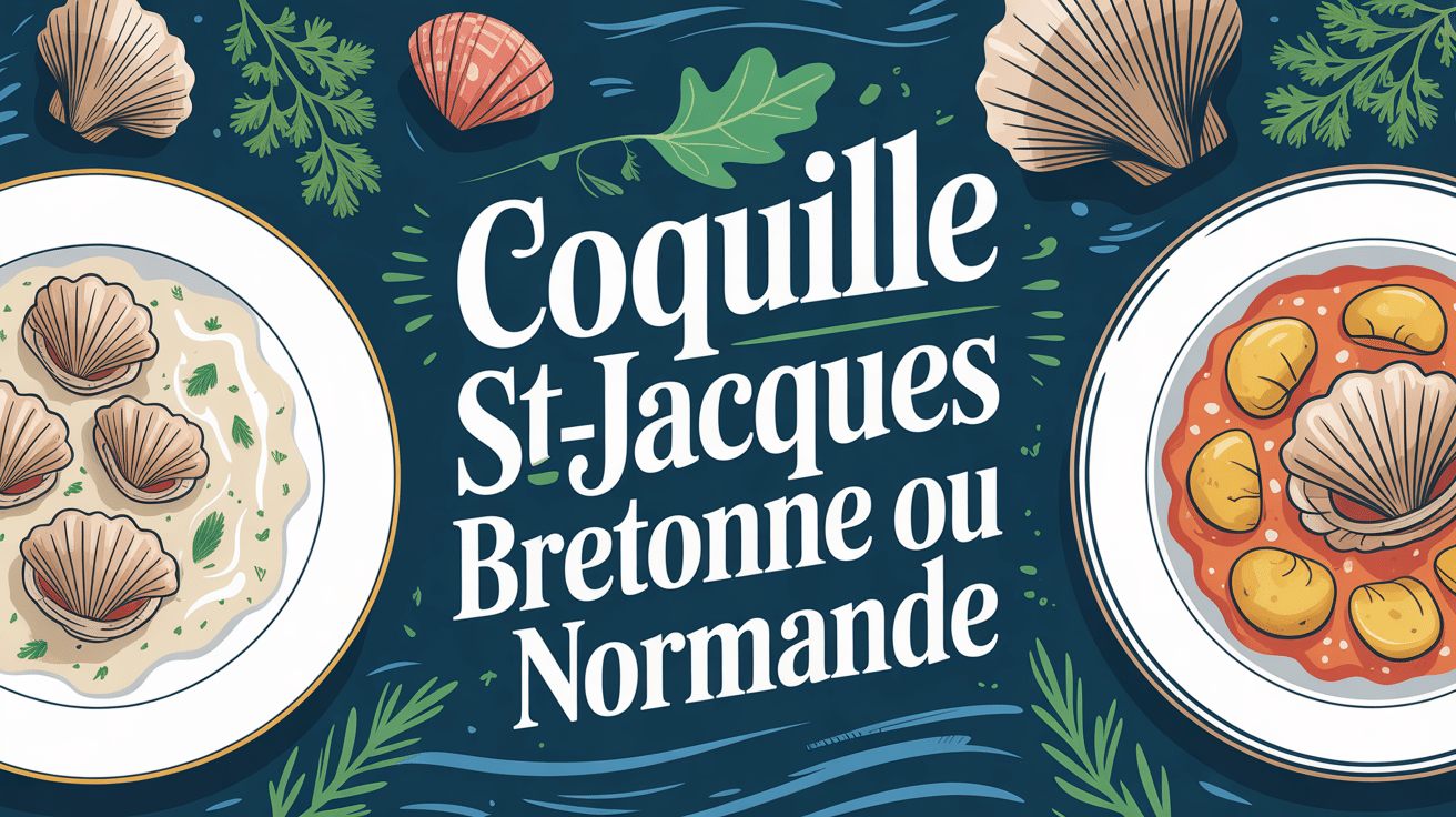Illustration de coquille St Jacques bretonne et normande