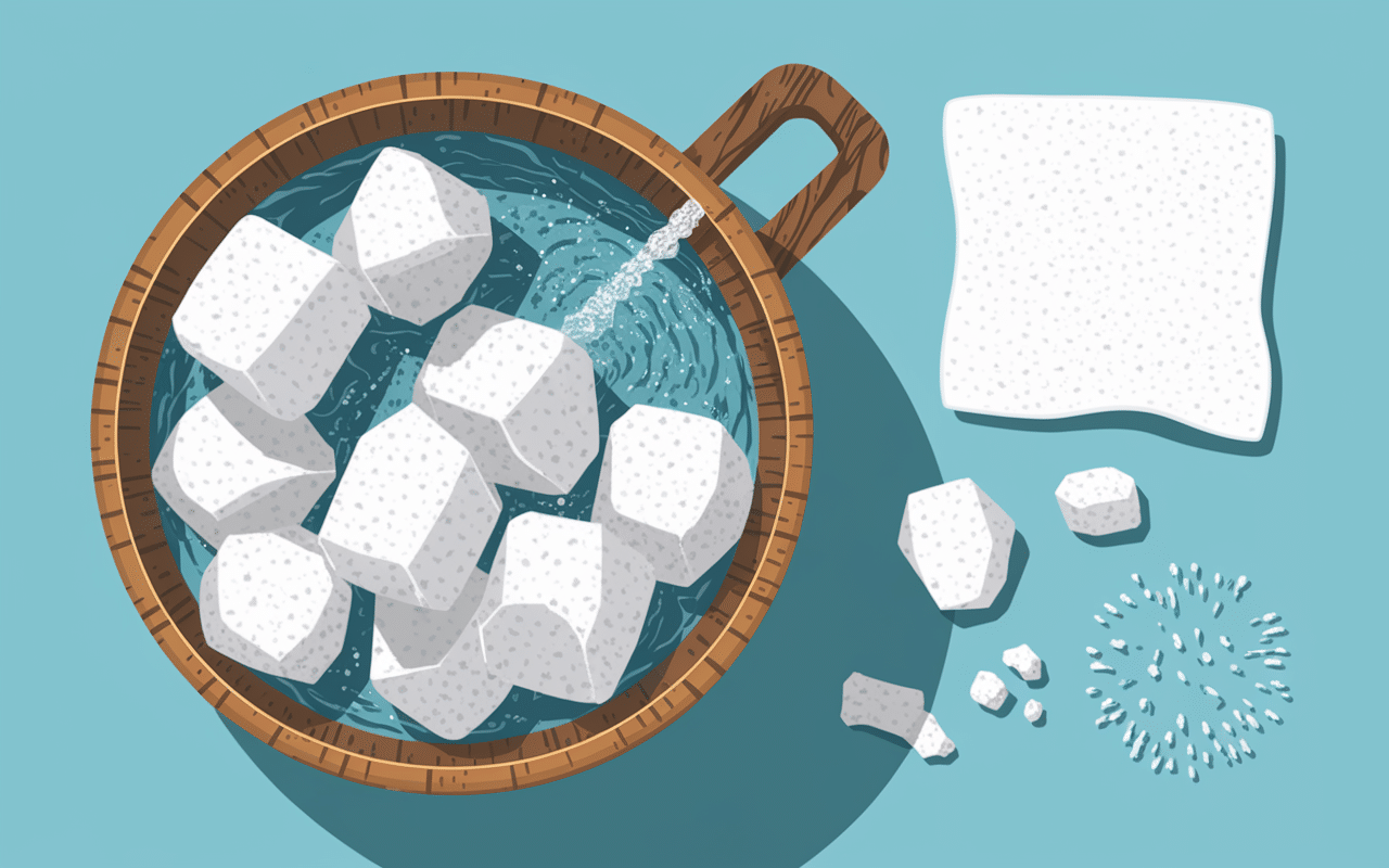 Cristaux de lessive percarbonate illustrés