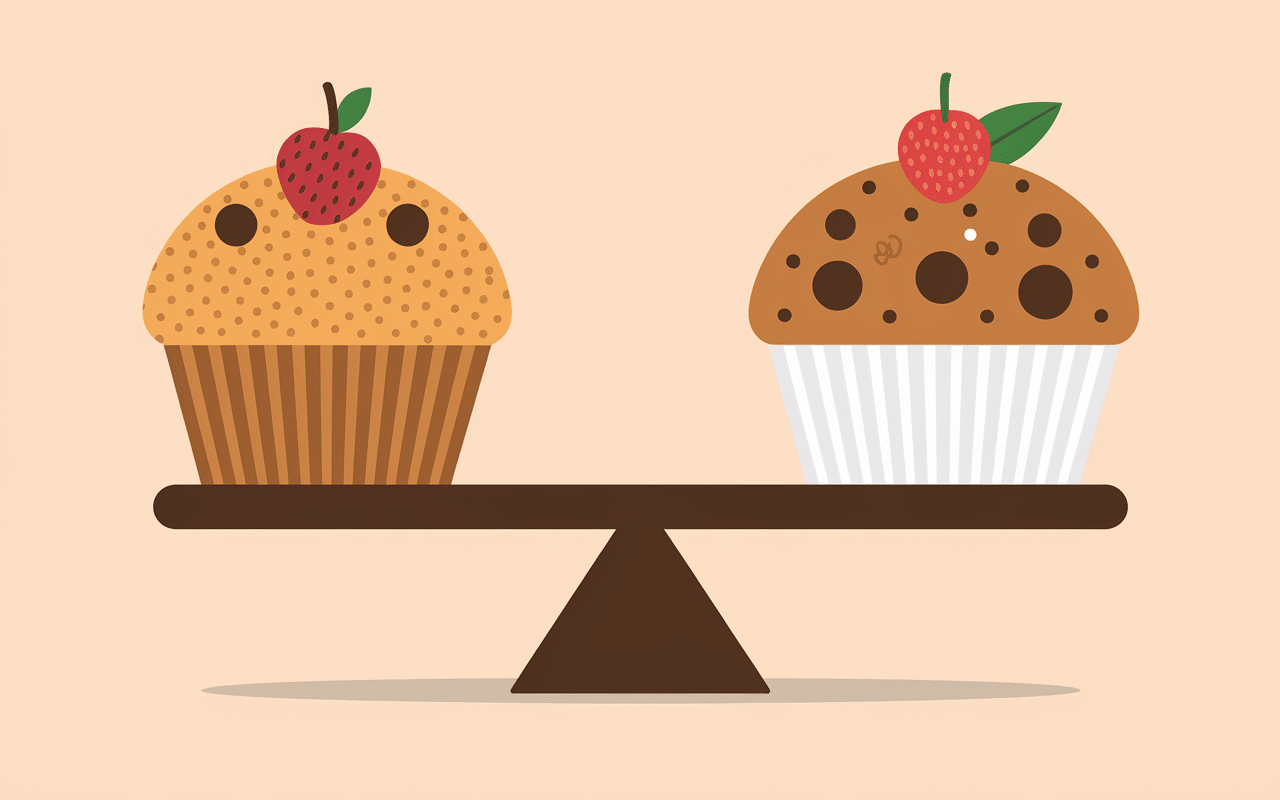 Balance muffins traditionnels et sans sucre