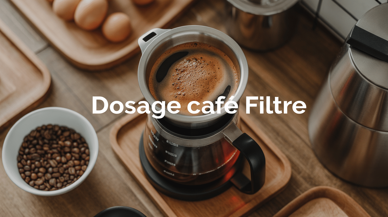 Vue d'une cafetière filtre avec tasse et accessoires