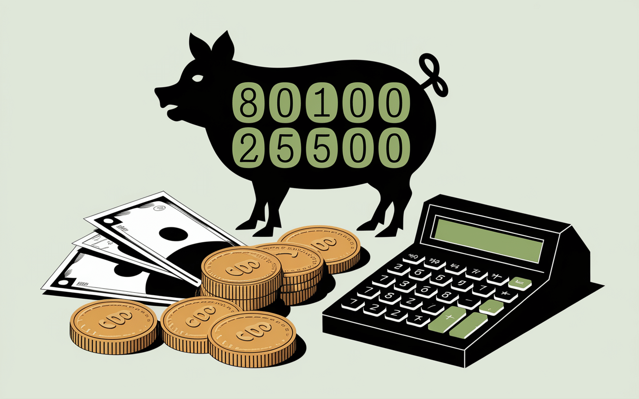 Tableau de prix avec cochon grillé et symboles euro