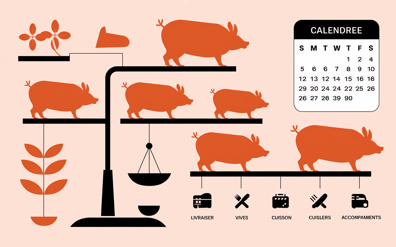 Infographie sur éléments influençant le prix d'un cochon grillé