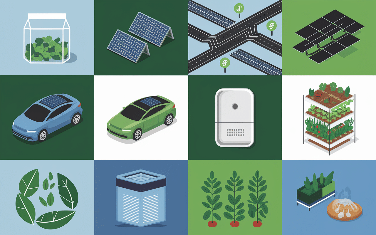 Mosaïque d'innovations écologiques récentes