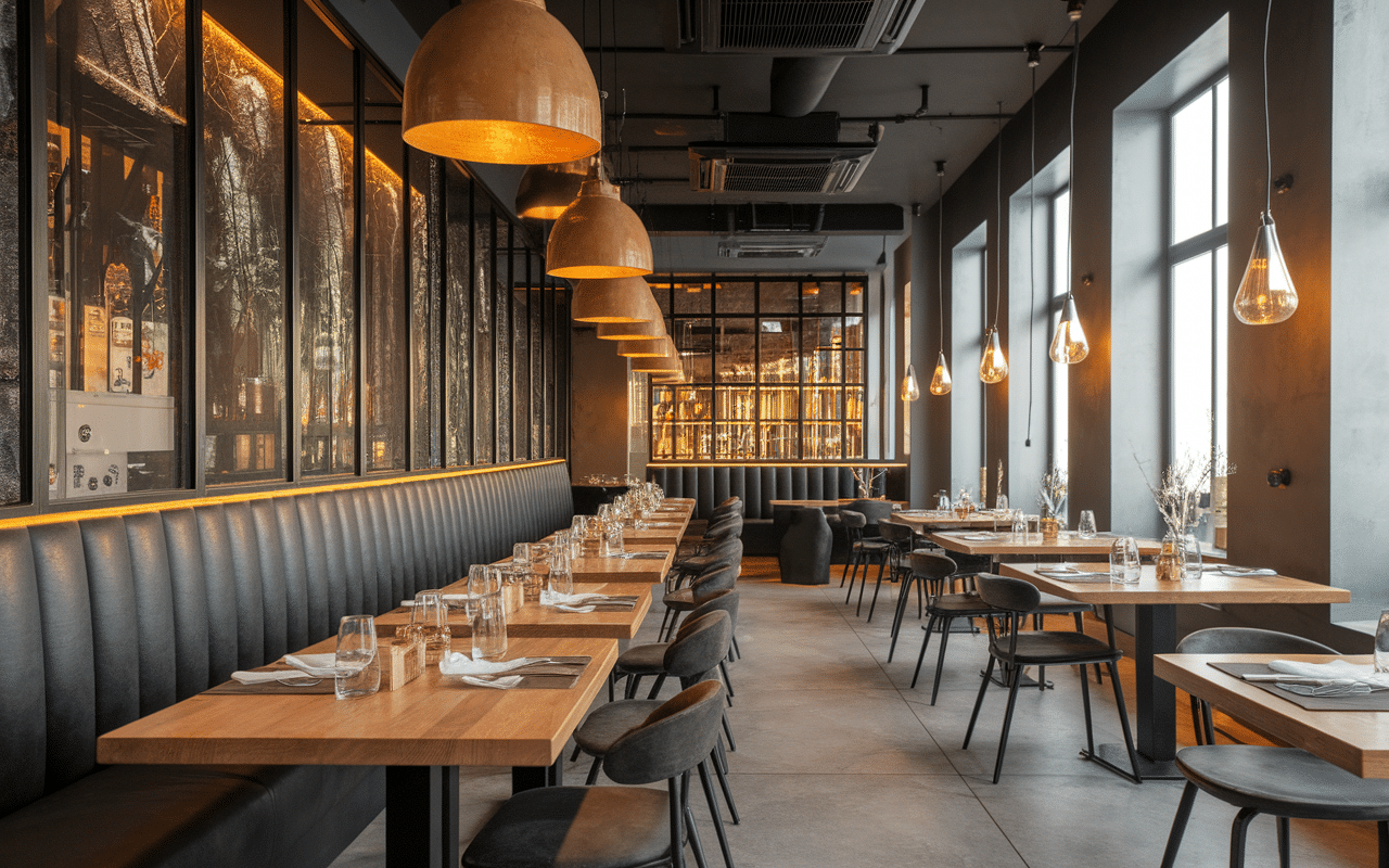 Intérieur du restaurant Les Fauves à Paris, décoration industrielle