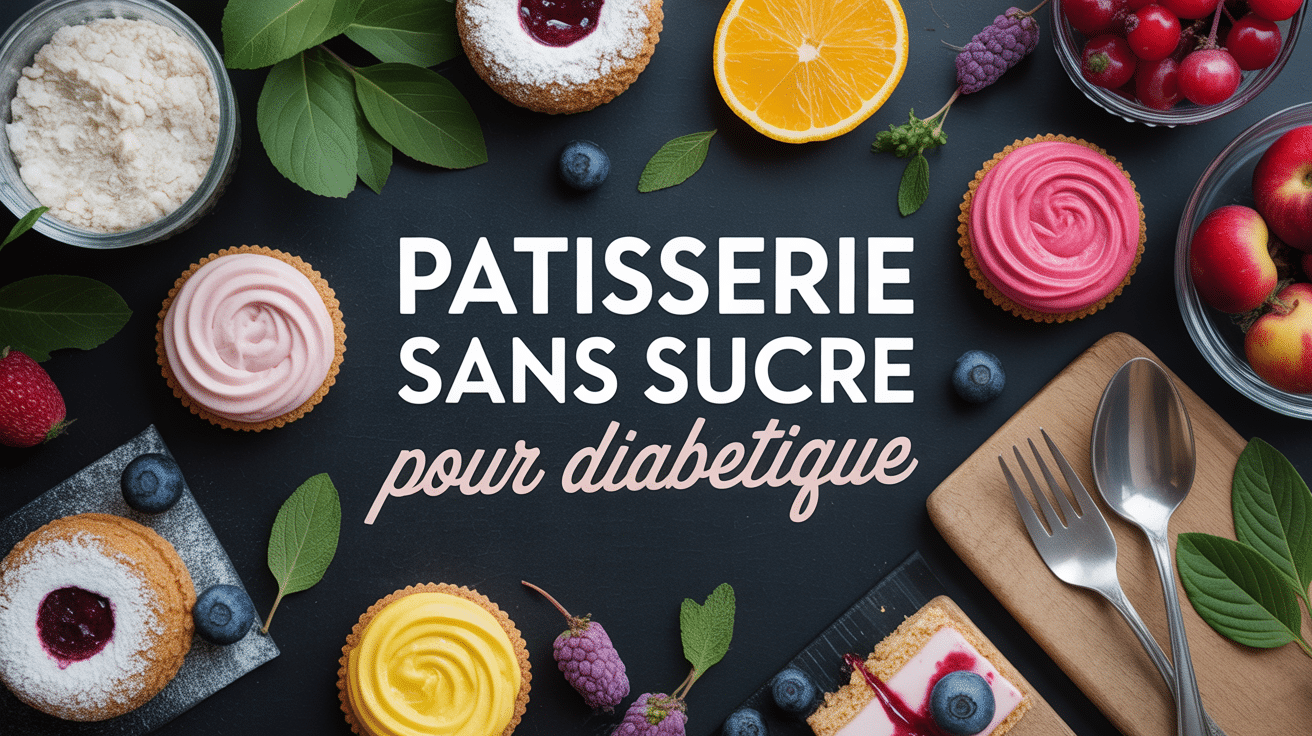Table de cuisine avec pâtisseries sans sucre et ingrédients sains