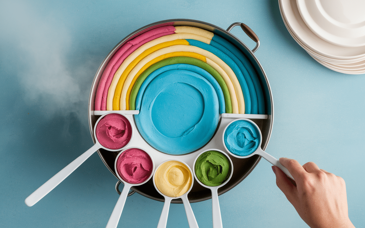 Préparation gaufres arc en ciel