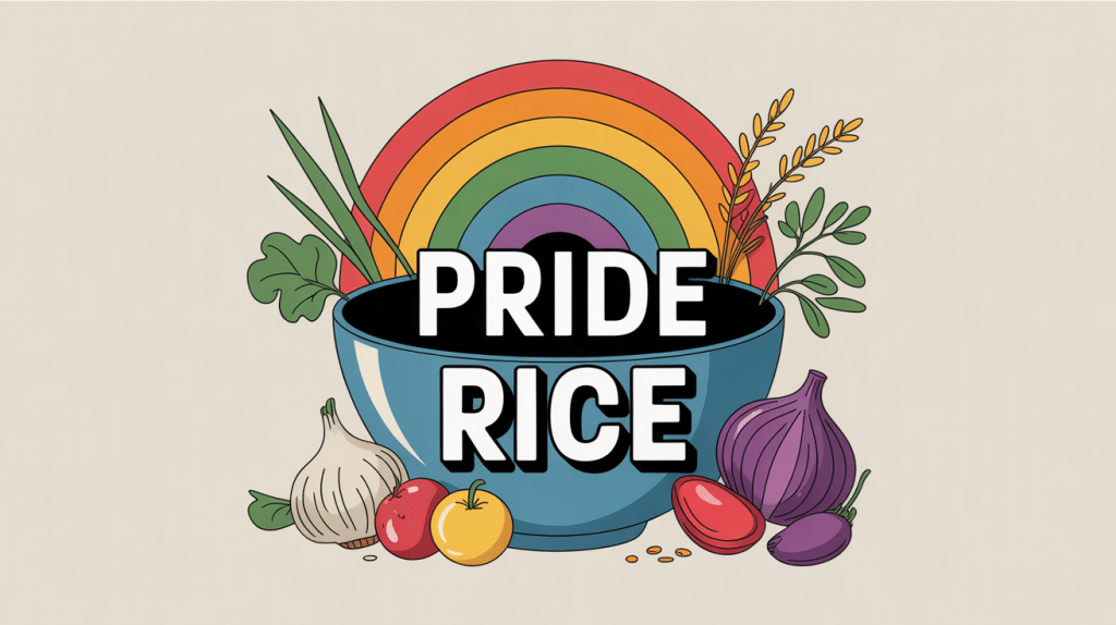 Bol de pride rice arc-en-ciel