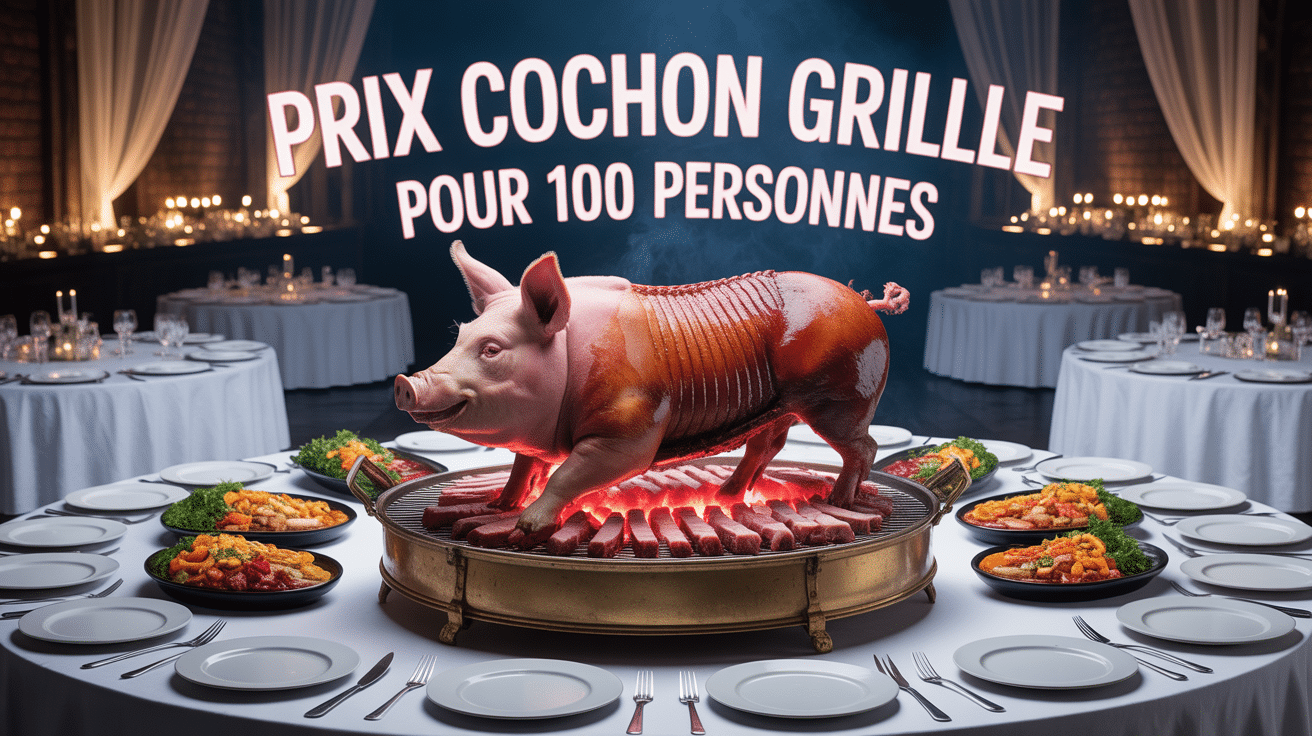 Cochon grillé entier sur une broche avec banquet