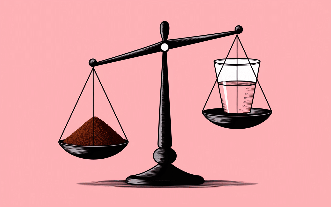 Balance avec café moulu et eau pour dosage café filtre