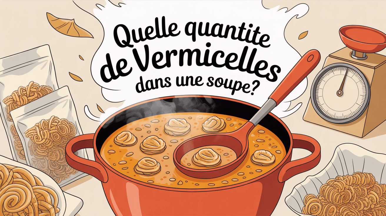 Bol de soupe aux vermicelles avec balance de cuisine