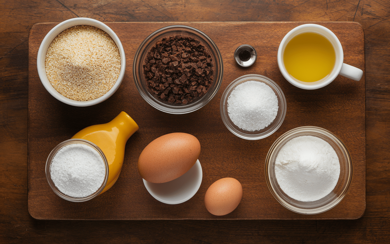 Ingrédients pour cookies sans sucre diabétique sur plan de travail