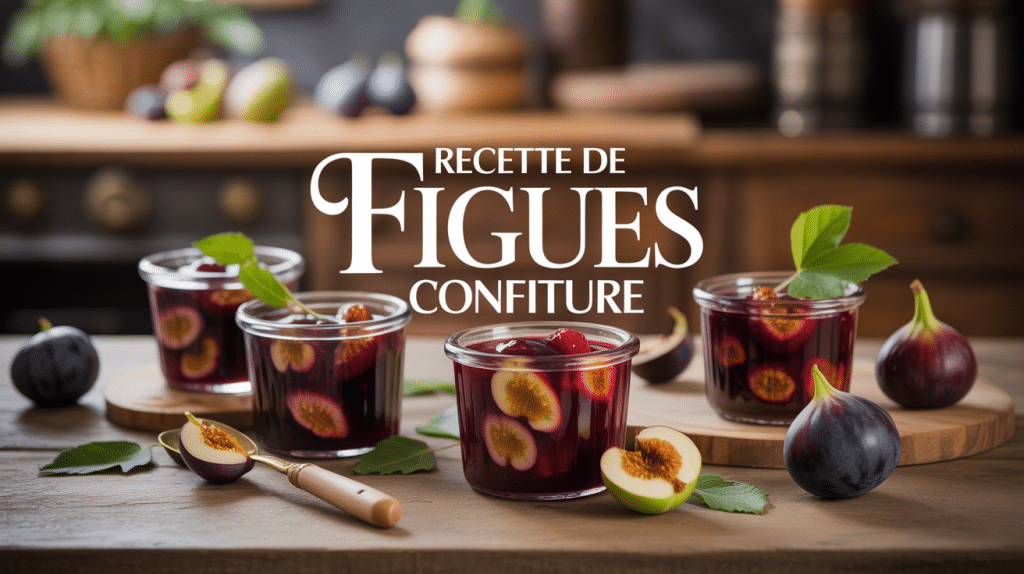 Confiture de figues en pots avec figues fraîches