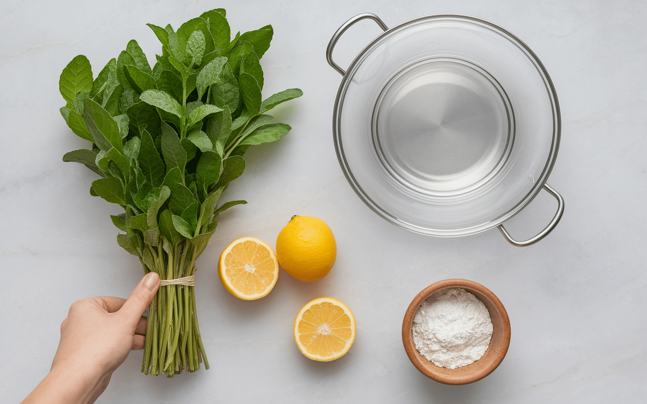 Ingrédients pour sirop de menthe maison sans sucre