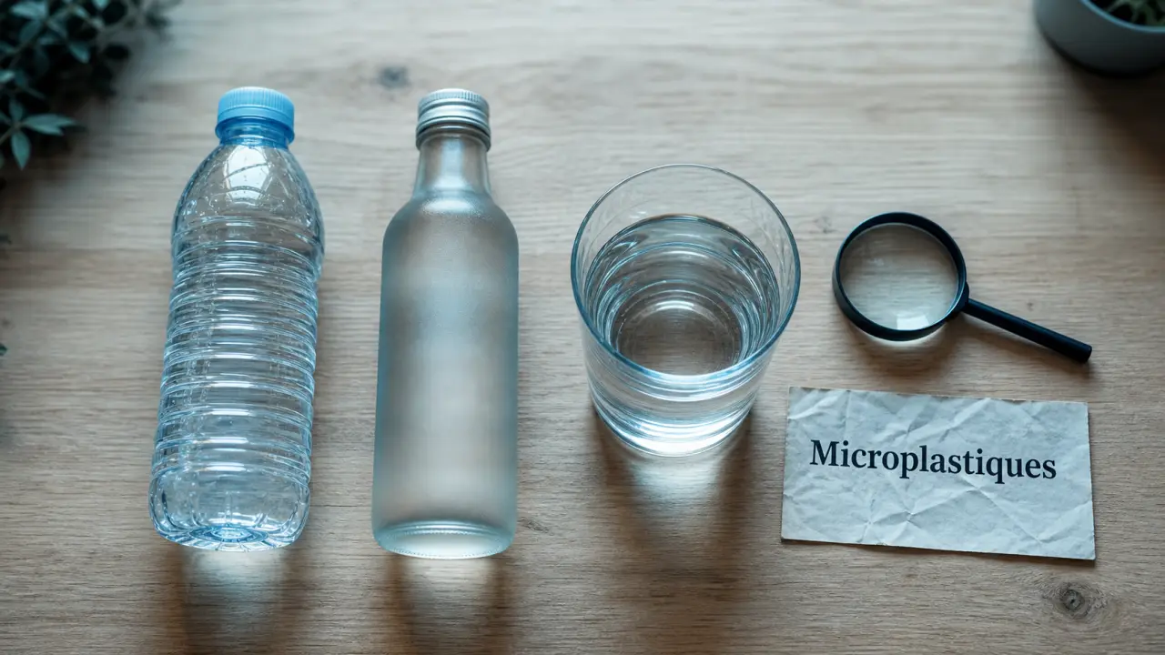 Eau bouteille plastique : microplastiques, alternatives et coût (bouteilles plastique et verre).