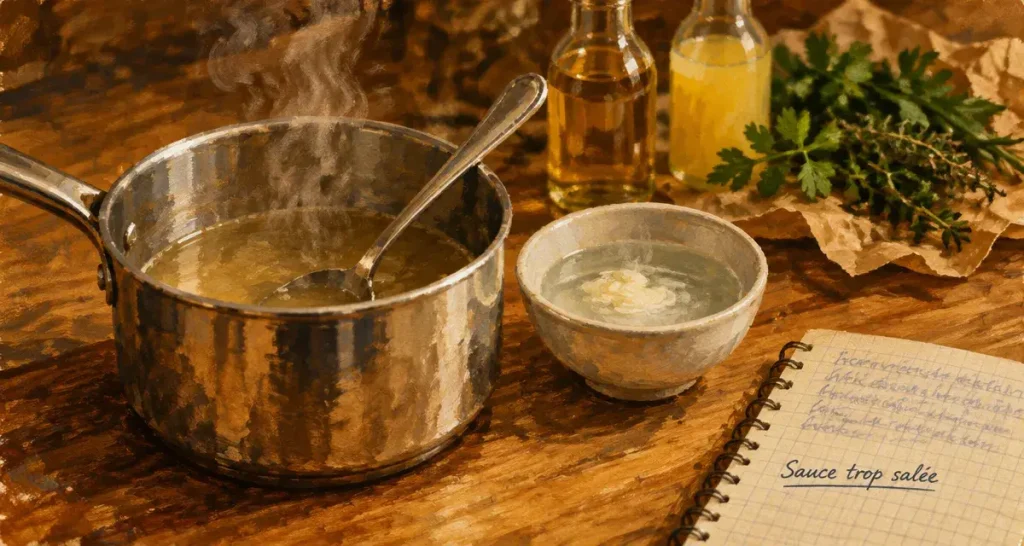 Sauce trop salé à rattraper : casserole inox et astuces